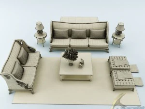 sofa set 014 3D Model