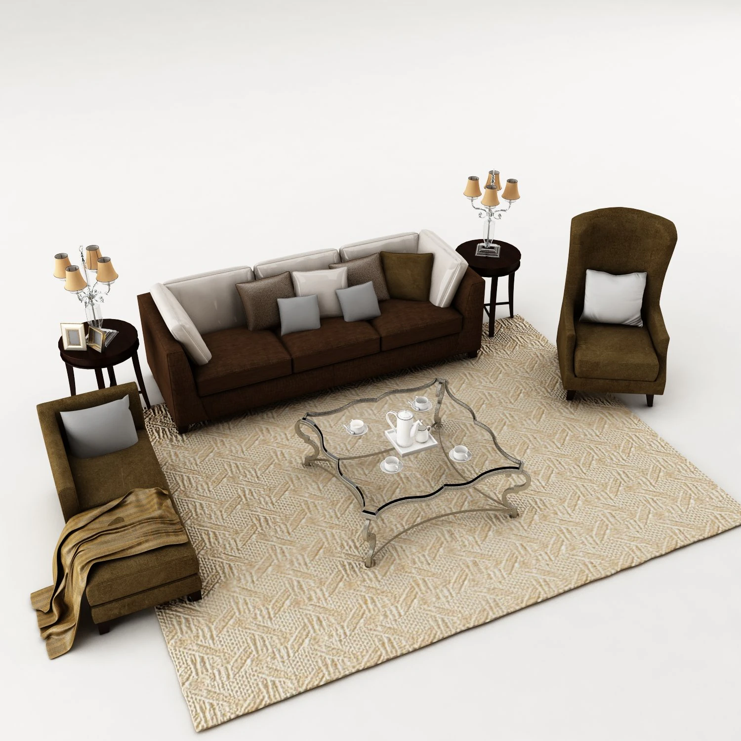 sofa set 016 3D Model .c4d .max .obj .3ds .fbx .stl .blend