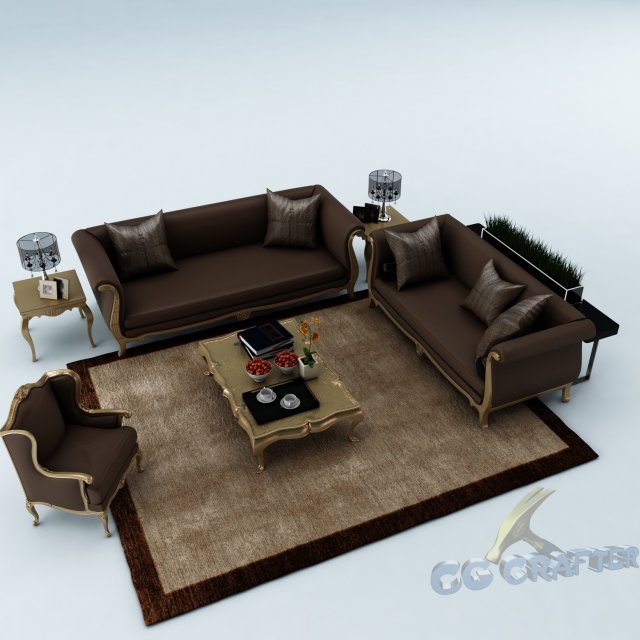 sofa set 017 3D Model .c4d .max .obj .3ds .fbx .stl .blend 