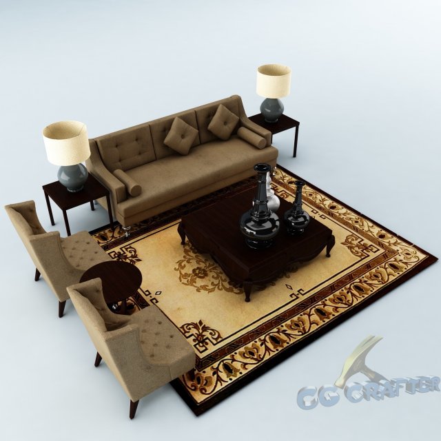 sofa set 018 3D Модель .c4d .max .obj .3ds .fbx .stl .blend 