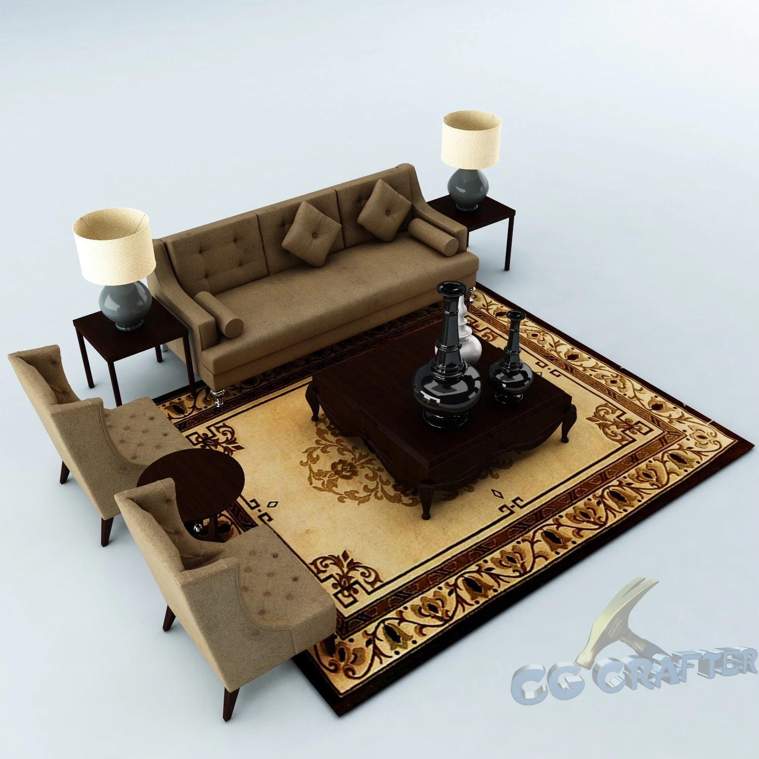 sofa set 018 3D Model .c4d .max .obj .3ds .fbx .stl .blend