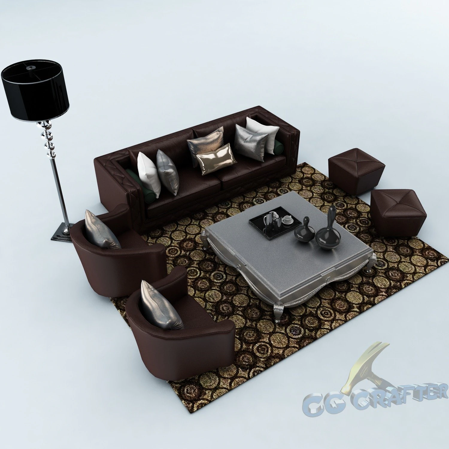 sofa set 019 3D Model .c4d .max .obj .3ds .fbx .stl .blend 