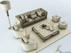 sofa set 019 3D Model