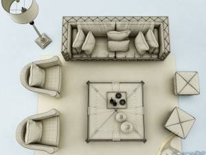 sofa set 019 3D-Modell