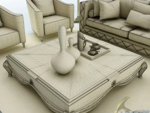 sofa set 019 3D Model