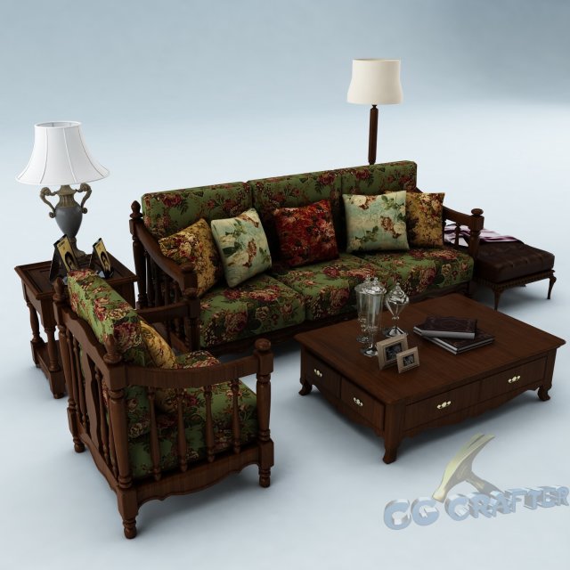 sofa set 021 3D Model .c4d .max .obj .3ds .fbx .stl .blend 