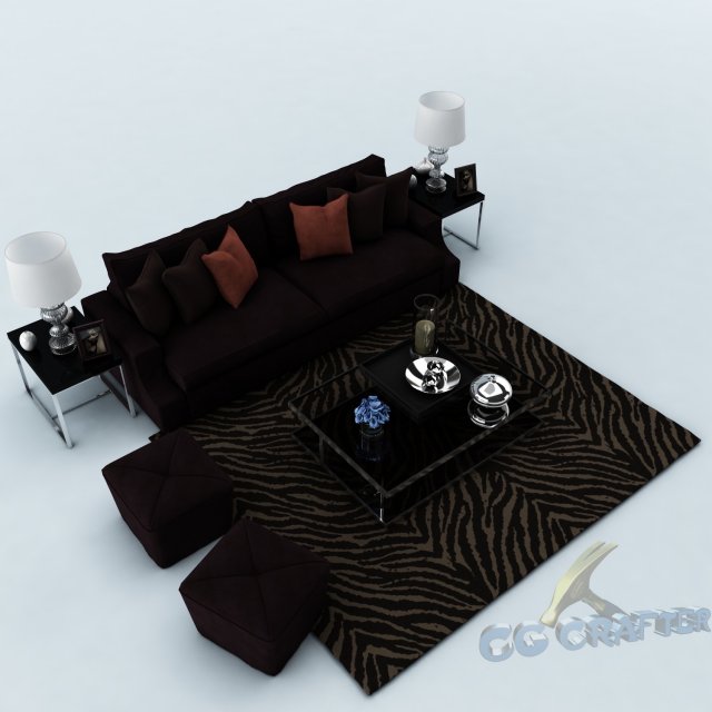 sofa set 022 3D Модель .c4d .max .obj .3ds .fbx .stl .blend 