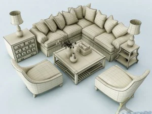sofa set 023 3D Model