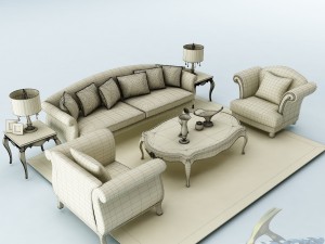 sofa set 028 Model 3D