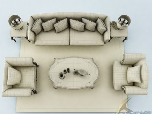 sofa set 028 Model 3D