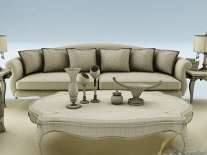 sofa set 028 Model 3D