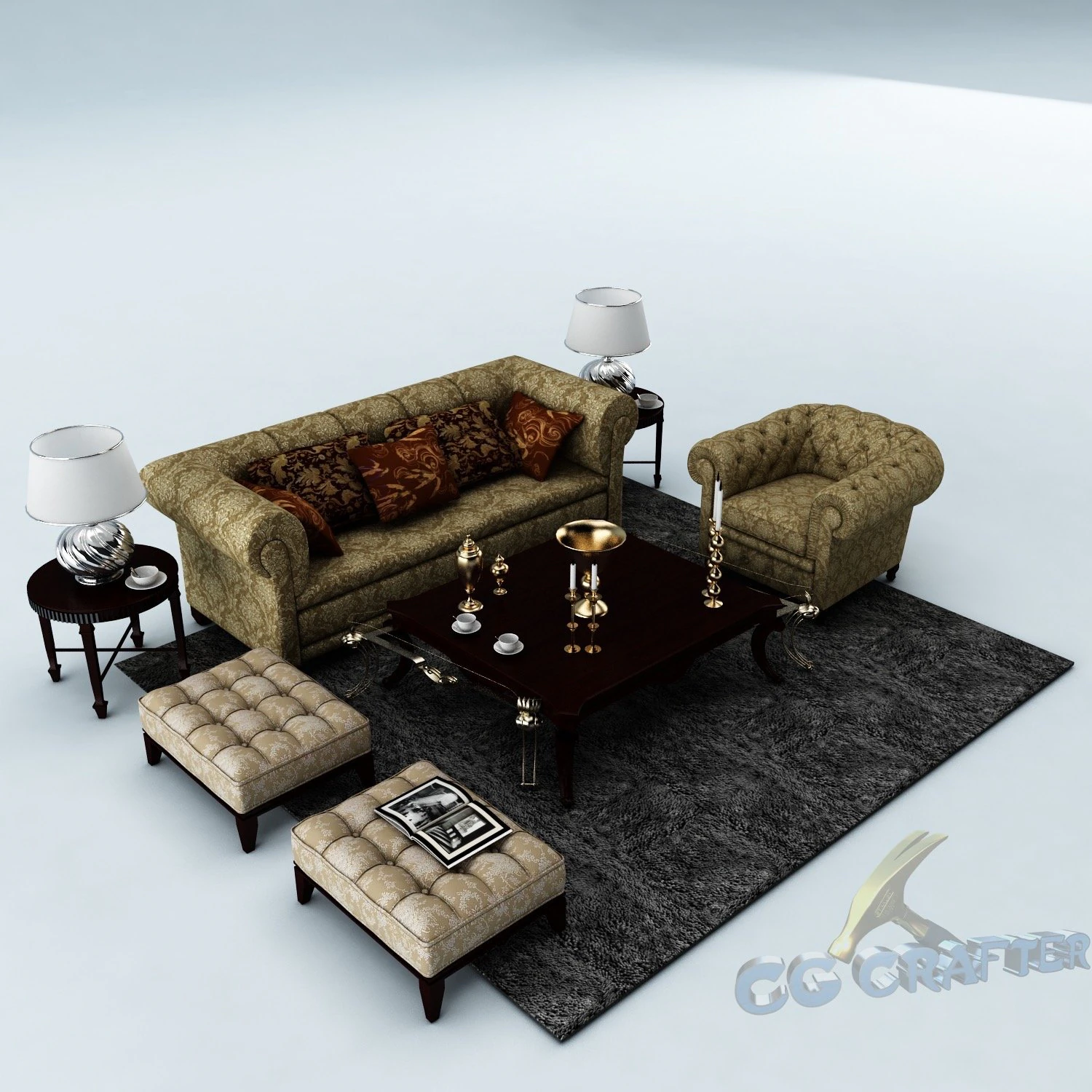 sofa set 030 3D Model .c4d .max .obj .3ds .fbx .stl .blend 