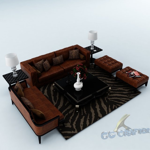 sofa set 032 Model 3D .c4d .max .obj .3ds .fbx .stl .blend 