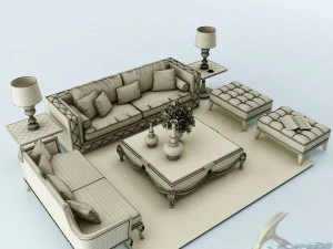 sofa set 032 3D Model