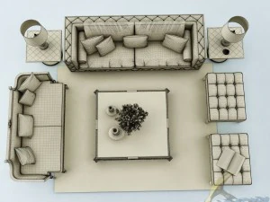 sofa set 032 3D Model
