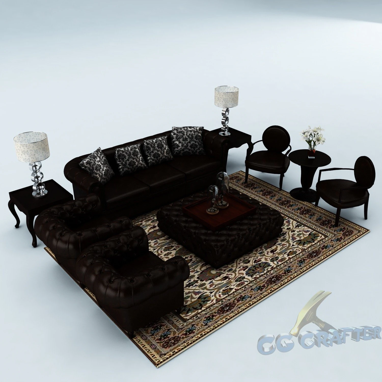 sofa set 033 3D Model .c4d .max .obj .3ds .fbx .stl .blend 