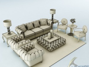 sofa set 033 Modelo 3D