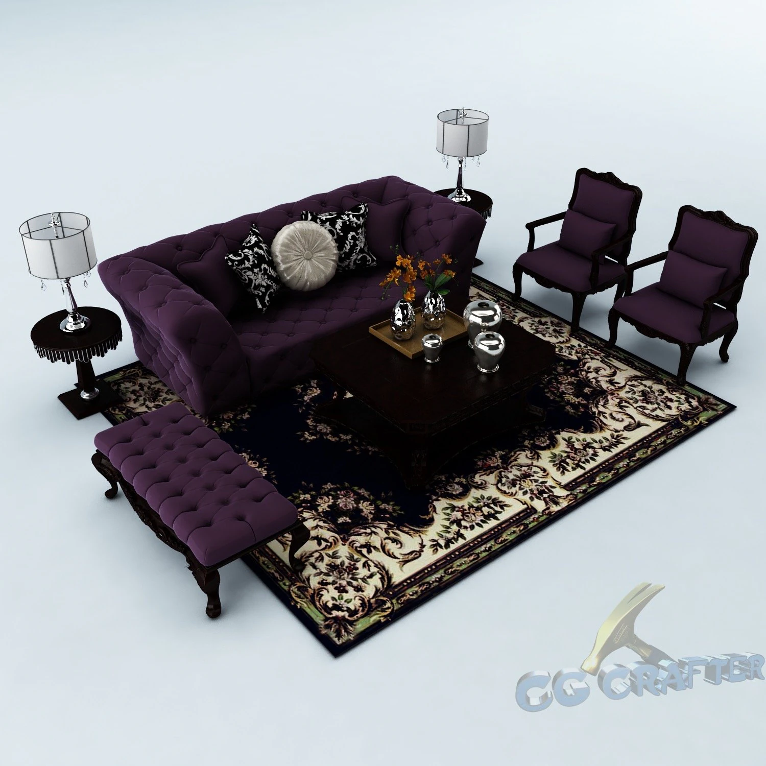 sofa set 034 3D Model .c4d .max .obj .3ds .fbx .stl .blend