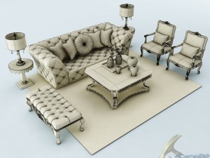 sofa set 034 Model 3D