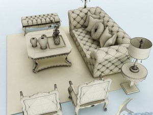 sofa set 034 Model 3D