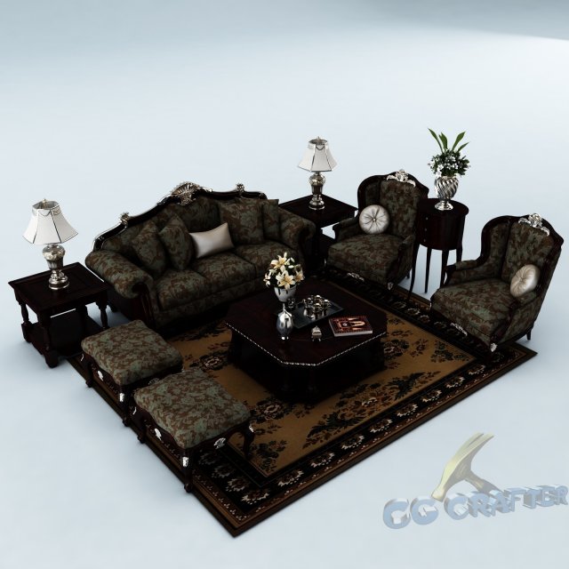 sofa set 035 3D Модель .c4d .max .obj .3ds .fbx .stl .blend 