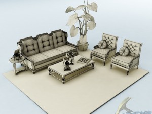 sofa set 038 3D मॉडल
