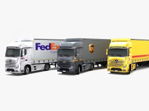 mercedes benz actros dhl ups fedex Modelo 3D