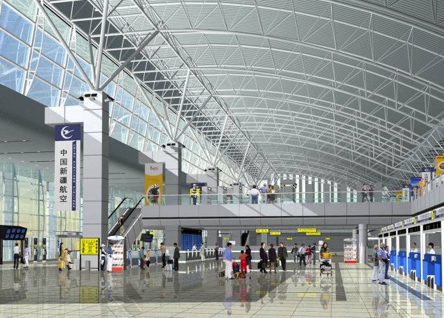 3d models airport terminal lobby 003 Modelo 3D .c4d .max .obj .3ds .fbx .stl .blend