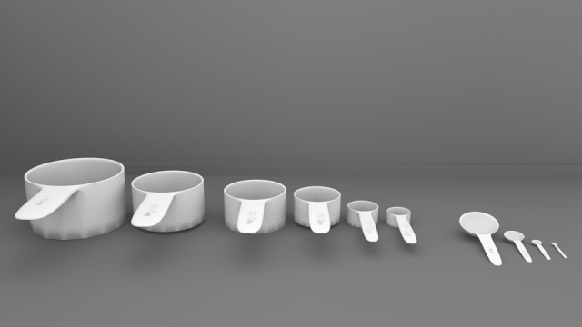 measuring cup and spoon set 3D Модель .c4d .max .obj .3ds .fbx .stl .blend 