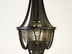 upcycled bicycle chain chandeliers 3D Model