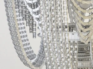 upcycled bicycle chain chandeliers 3D Model