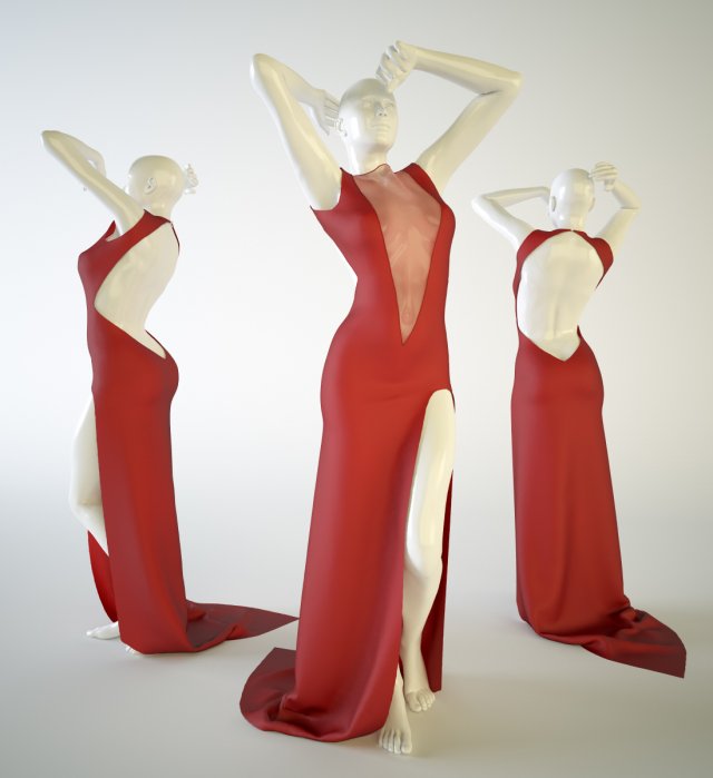 red dress for women 3D Модель .c4d .max .obj .3ds .fbx .stl .blend 
