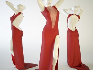 red dress for women 3D Model