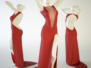 gaun merah untuk wanita Model 3D