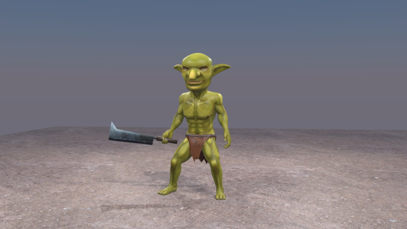 Lowpoly Animated Goblin 3D Model .c4d .max .obj .3ds .fbx .stl .blend