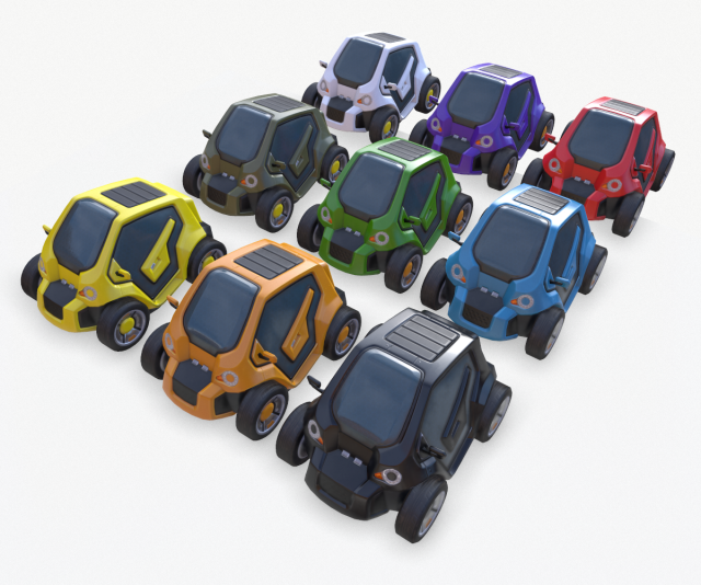 cyberpunk minicar Model 3D .c4d .max .obj .3ds .fbx .stl .blend 