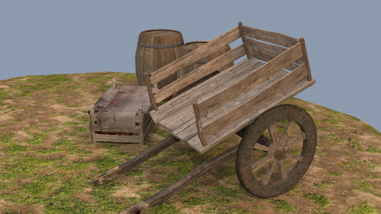 medieval cart 3D Model .c4d .max .obj .3ds .fbx .stl .blend 