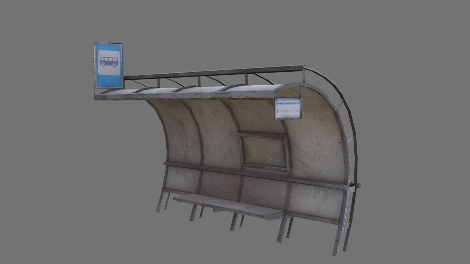 Bus stop 3D Model .c4d .max .obj .3ds .fbx .stl .blend