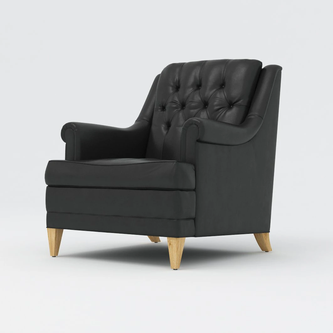 vintage mid century black naugahyde club chair 3D Model .c4d .max .obj .3ds .fbx .stl .blend 