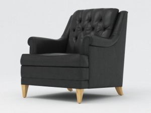 vintage mid century black naugahyde club chair Model 3D