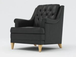 vintage mid century black naugahyde club chair 3D Model