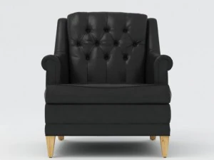 vintage mid century black naugahyde club chair 3D Model