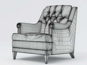 vintage mid century black naugahyde club chair 3D Model