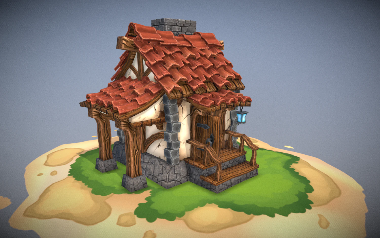 stilisiertes Haus 3D Modell .c4d .max .obj .3ds .fbx .stl .blend 