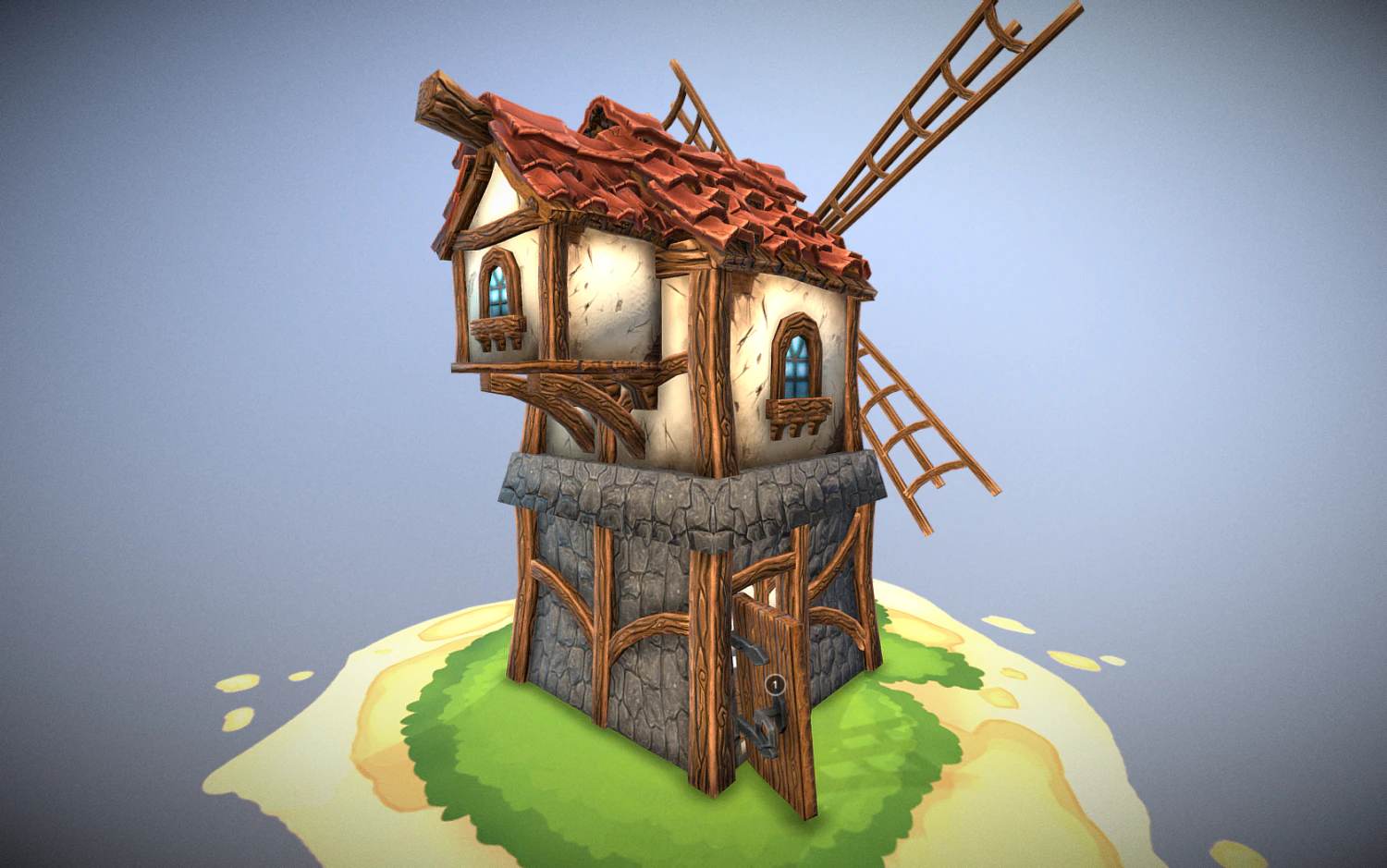 stilisierte M&uuml;hle 3D Modell .c4d .max .obj .3ds .fbx .stl .blend 