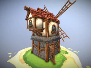 stylizowany młyn Model 3D