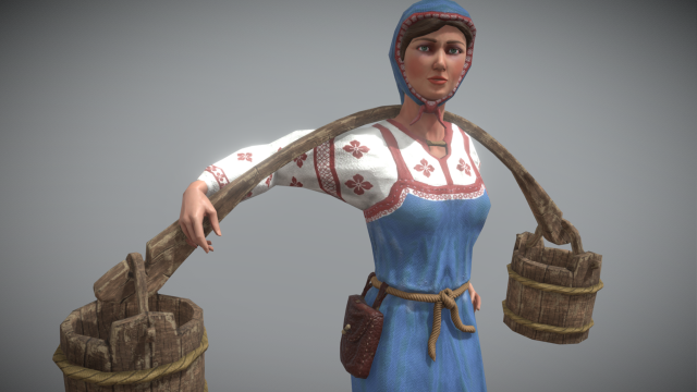 peasant villager woman Model 3D .c4d .max .obj .3ds .fbx .stl .blend 
