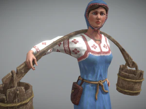 mulher camponesa aldeã Modelo 3D