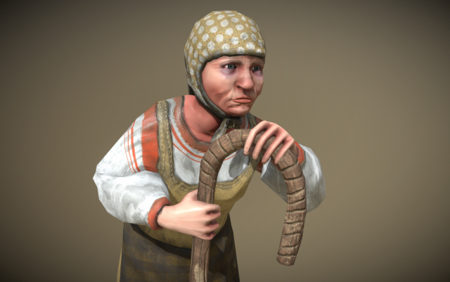 peasant villager old woman 3D Model .c4d .max .obj .3ds .fbx .stl .blend 