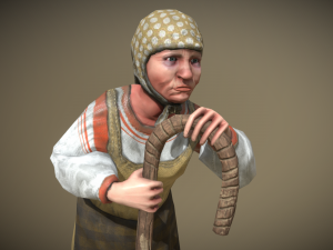 peasant villager old woman Model 3D